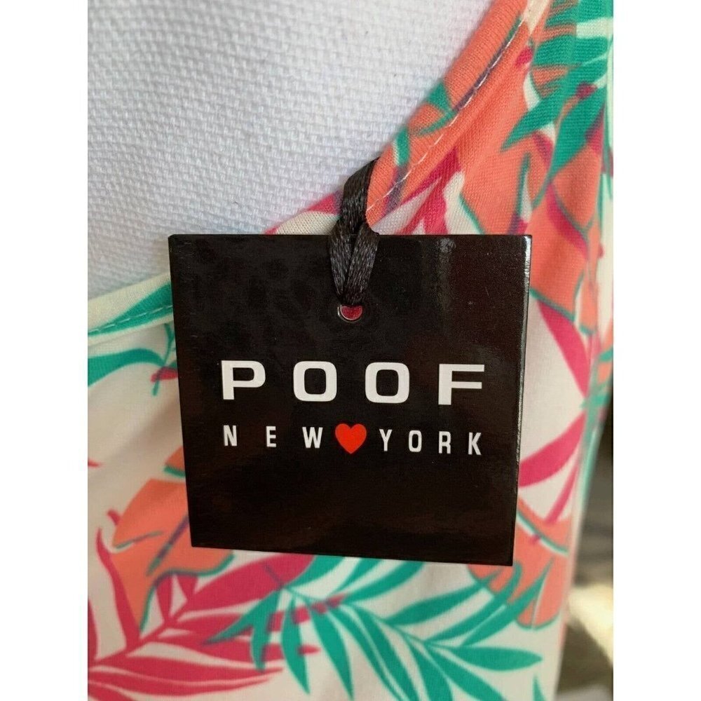 Poof New York Womens Top Size Medium Multicolor Palm Leaves Spaghetti Straps NWT - Picture 7 of 12